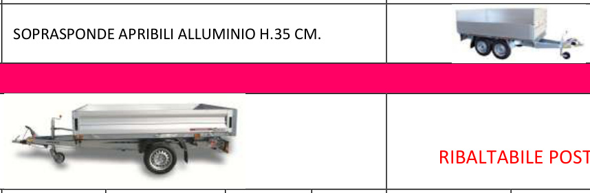 Rimorchio RB14 — Ribaltabili — misure e prezzo